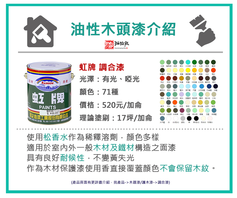 虹牌油性調合漆介紹，價格比較與顏色規格評價